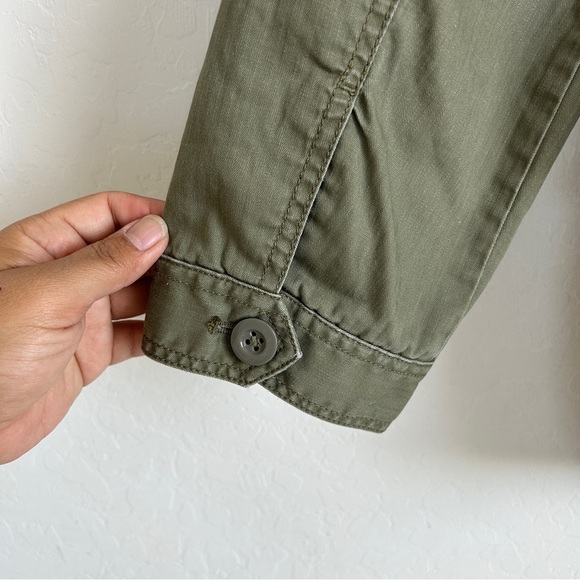 J Crew Factory Jacket Women M Utility Full Zip Hooded Big Pockets Olive Green - Picture 6 of 11